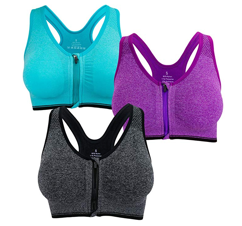 Women's Sports Bra With Front Closure After Surgery, Front Zipper